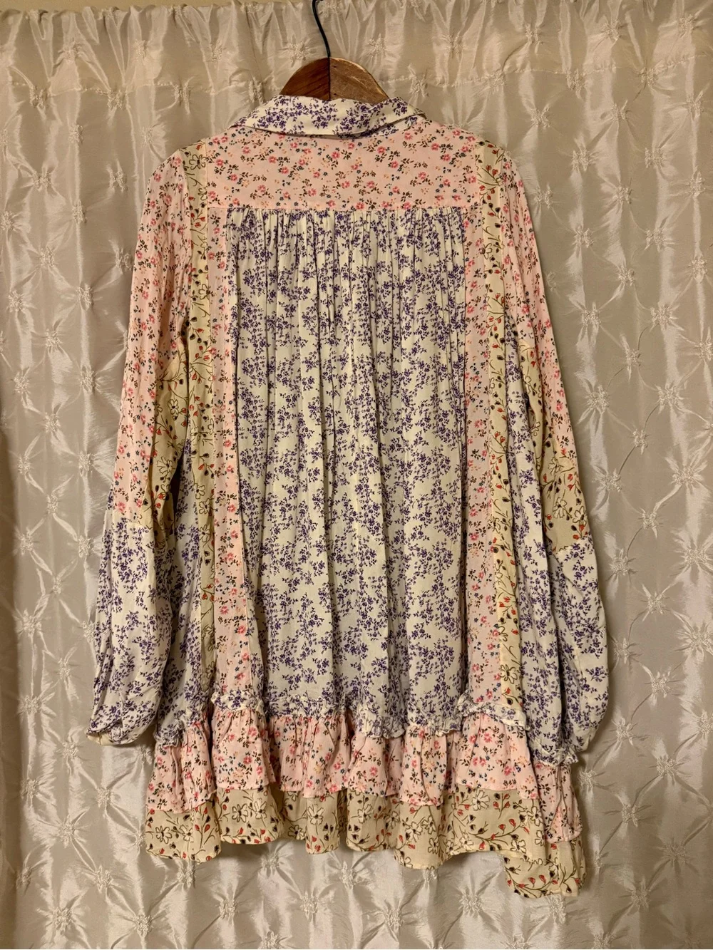 Free People Lost In You Printed Tunic Blouse Mini Dress Light Floral Combo